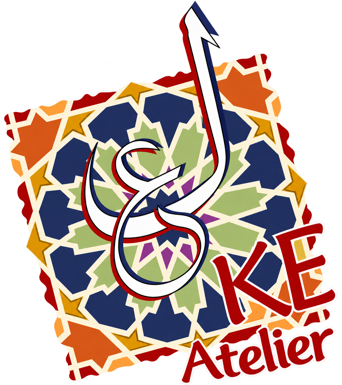 Original multicoloured KE Atelier logo